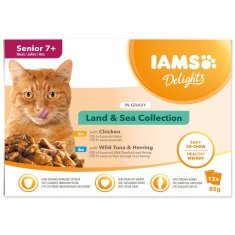 IAMS Kapsula Delights Senior morsko in kopensko meso v omaki 1020g (12x85g)