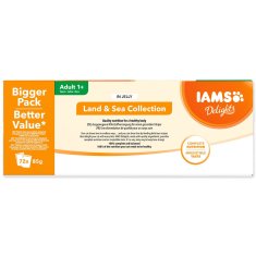 IAMS Kapsula Delights Adult morski sadeži in kopensko meso v želeju 6120g (72x85g)