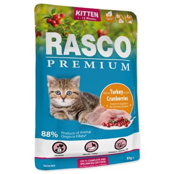 RASCO Premium Kitten puran z brusnicami 85g