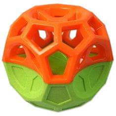 Dog Fantasy Igrača pes Fantazijska žoga z goemetričnimi vzorci žvižgajoča oranžno-zelena 8,5cm