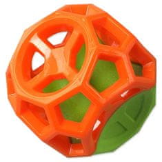 Dog Fantasy Igrača pes Fantazijska žoga z goemetričnimi vzorci žvižgajoča oranžno-zelena 8,5cm