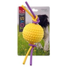 Dog Fantasy Igrača pes Fantazijska penasta žoga rumene barve s TPR fleksibilnimi vrvicami 22x6,5x6,5cm