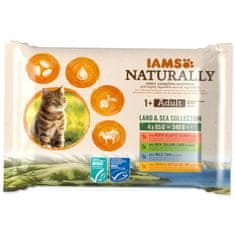 IAMS Naturally Adult morski sadeži in meso s kopnega v omaki, večpaket 340g (4x85g)