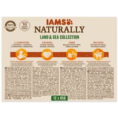 IAMS Naturally Senior morsko in kopensko meso v omaki, večpaket 1020g (12x85g)