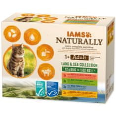 IAMS Kapsula Naturally Adult morski sadeži in meso s kopnega v omaki multipack 1020g (12x85g)