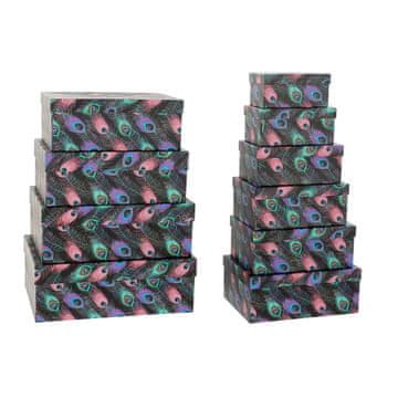 DKD Home Decor Komplet zložljivih organizacijskih škatel DKD Home Decor Feathers Cardboard