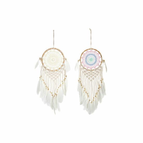 DKD Home Decor Lovilec sanj DKD Home Decor 19 x 2 x 65 cm Perje Modra Roza Bela Boho (2 enoti)