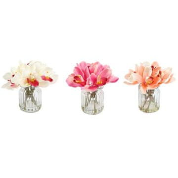 DKD Home Decor Okrasna rastlina DKD Home Decor Crystal Polyethylene White Peach (3 kosi) (17 x 17 x 17 cm)