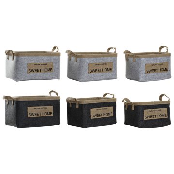 DKD Home Decor Košara komplet DKD Home Decor Felt Juta (38 x 31 x 23 cm) (2 enoti)