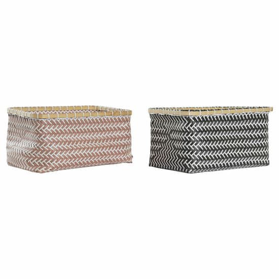 DKD Home Decor Košara DKD Home Decor Grey Beige Bamboo PP (35 x 26 x 19 cm) (2 enoti)