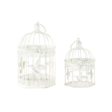 DKD Home Decor Kletka DKD Home Decor Bela kovinska ptica (15 x 15 x 26 cm) (2 kosa)