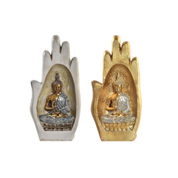 DKD Home Decor Dekorativna figura DKD Home Decor Grey Golden Buddha Resin (10 x 7,2 x 20,9 cm) (2 enoti)