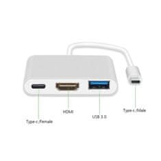 MG adapter USB-C - HDMI 4K / USB / USB-C 0.25m, belo