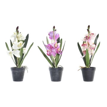 DKD Home Decor Okrasna rastlina DKD Home Decor Pink Cloth Fuchsia White PE (11 x 11 x 40 cm) (3 enote)