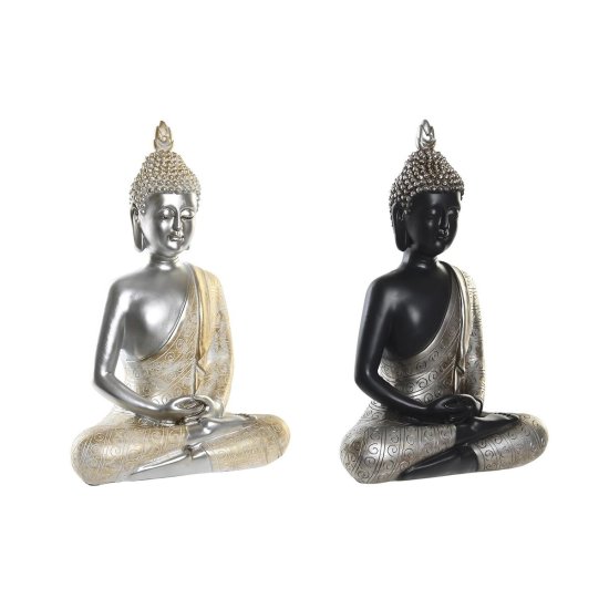 DKD Home Decor Dekorativna figura DKD Home Decor Silver Black Golden Buddha Resin Oriental (26 x 15 x 40 cm) (2 enoti)