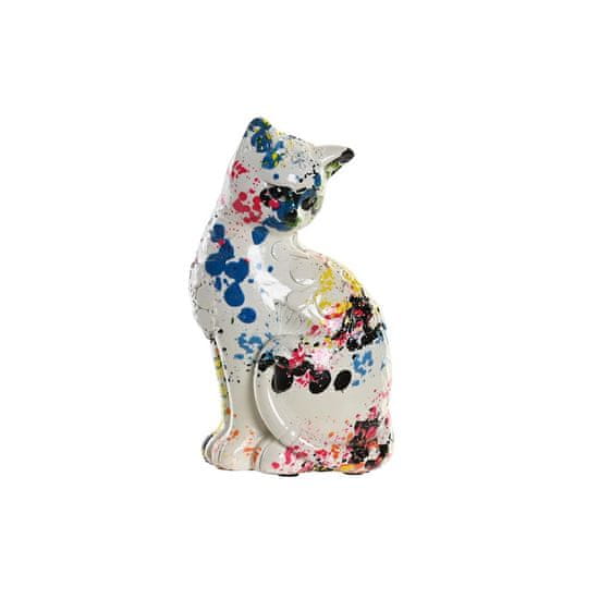 DKD Home Decor Dekorativna figura DKD Home Decor Bela smola Večbarvna sodobna mačka (10 x 7 x 17 cm)