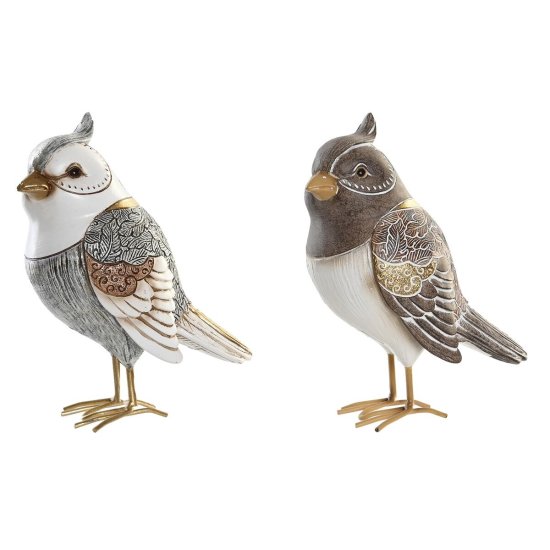 DKD Home Decor Dekorativna figura DKD Home Decor Beige White Resin Bird Modern (12,5 x 7 x 16 cm) (2 enoti)