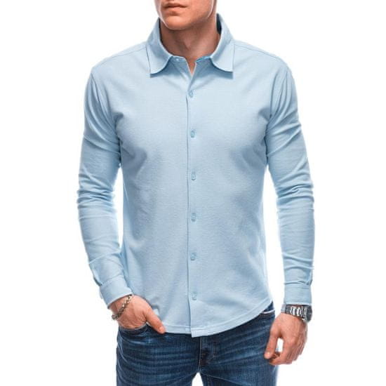 Edoti Moška srajca z dolgimi rokavi K523 modra MDN121628