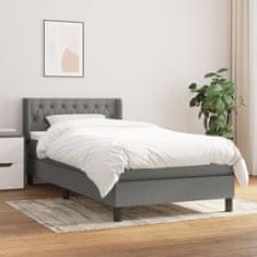 Vidaxl Box spring postelja z vzmetnico temno siva 100x200 cm blago