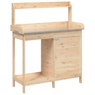Vidaxl Miza za sajenje z omarico 110,5x45x124,5 trden les jelke