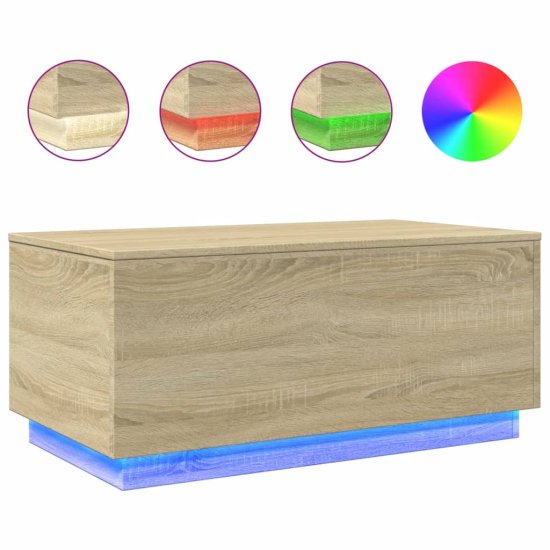 Vidaxl Klubska mizica z LED lučkami sonoma hrast 90x50x40 cm