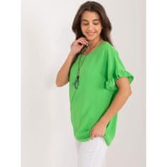 ITALY MODA Ženska bluza oversize z ogrlico svetlo zelena DHJ-BZ-8336.04_407114 Univerzalni