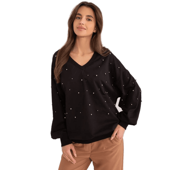 FANCY Ženska bluza s kapuco prevelike velikosti črna FA-BL-9369.73_407209
