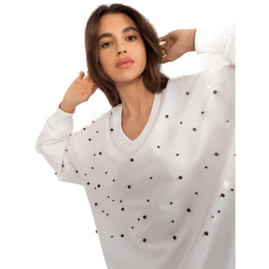 FANCY Ženska bluza prevelike velikosti z aplikacijami ecru FA-BL-9369.73_407210
