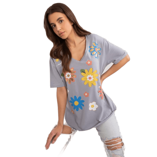 FANCY Ženska bluza prevelike velikosti s cvetličnim potiskom sive barve FA-BZ-9345.29X_407277