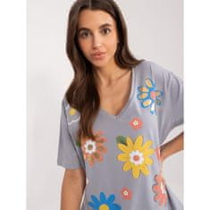 FANCY Ženska bluza prevelike velikosti s cvetličnim potiskom sive barve FA-BZ-9345.29X_407277 Univerzalni