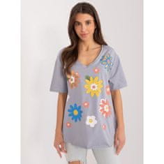 FANCY Ženska bluza prevelike velikosti s cvetličnim potiskom sive barve FA-BZ-9345.29X_407277 Univerzalni