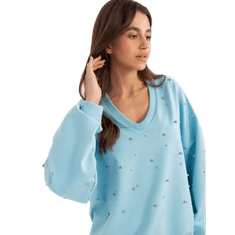 FANCY Ženska bluza s kapuco z biseri in V-izrezom svetlo modra FA-BL-9369.73_407198 Univerzalni