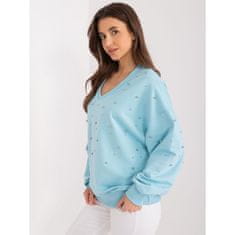 FANCY Ženska bluza s kapuco z biseri in V-izrezom svetlo modra FA-BL-9369.73_407198 Univerzalni