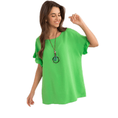 ITALY MODA Ženska bluza oversize z ogrlico svetlo zelena DHJ-BZ-8336.04_407114 Univerzalni