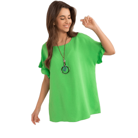 ITALY MODA Ženska bluza oversize z ogrlico svetlo zelena DHJ-BZ-8336.04_407114