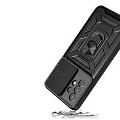 Onasi Armor Ring ovitek z zaščito kamere za Samsung Galaxy A15 5G, silikonski, črn