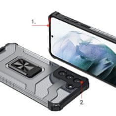 HURTEL Etui ovitek Crystal Ring Armor za Samsung Galaxy S21+ 5G črn