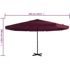 Vidaxl Zunanji senčnik z aluminijastim drogom 500 cm bordo rdeč