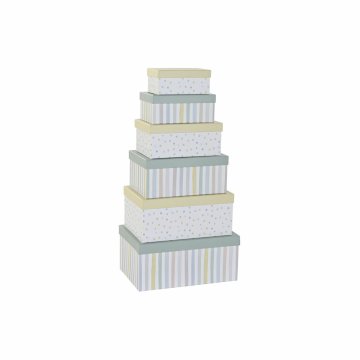 DKD Home Decor Okrasna škatla DKD Home Decor Kvadratni karton (41 x 28 x 18,5 cm) (6 kosov)