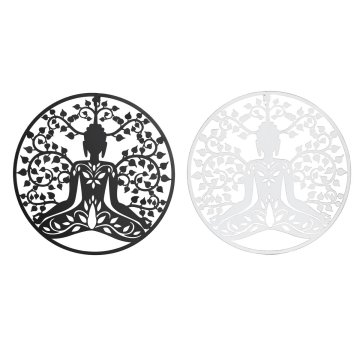 DKD Home Decor Stenska dekoracija DKD Home Decor Črna kovinska Buda Bela Orientalska (2 enoti) (40 x 1 x 40 cm)