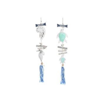 DKD Home Decor Viseča dekoracija DKD Home Decor Blue White Recycled Wood Mediterranean (14 x 5 x 45 cm) (2 enoti)