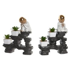 DKD Home Decor Dekorativna figura DKD Home Decor Black Golden White Resin Monk Oriental (21 x 7,5 x 25 cm) (2 enoti)