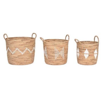 DKD Home Decor Košarica komplet DKD Home Decor Bela naravna vrv Seagrass Boho 46 x 46 x 48 cm