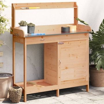 Vidaxl vidaXL Miza za sajenje rastlin z omarico rjava 110,5 x 45 x 124,5 cm