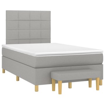 Vidaxl Box spring postelja z vzmetnico svetlo siva 120x190 cm blago