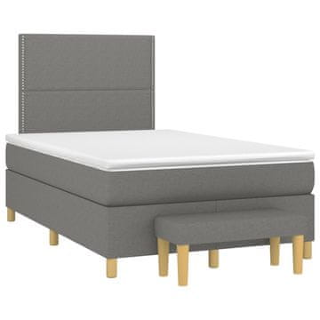 Vidaxl Box spring postelja z vzmetnico temno siva 120x190 cm blago