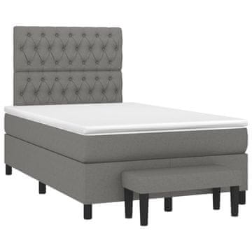 Vidaxl Box spring postelja z vzmetnico temno siva 120x190 cm blago
