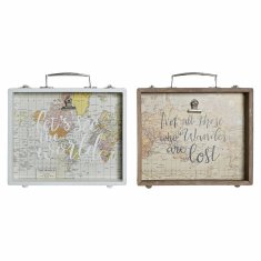 DKD Home Decor Foto okvir s sponkami DKD Home Decor MDF Wood World Map (25 x 4 x 22 cm) (2 kosa)