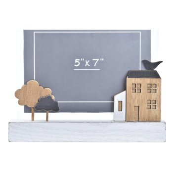 DKD Home Decor Foto okvir DKD Home Decor Urban Wood Brown White Acrylic Houses (22 x 3,5 x 18 cm)