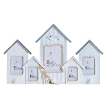 DKD Home Decor Foto okvir DKD Home Decor Stenski obešalnik Crystal Blue Wood White Mediterranean (47 x 5 x 28 cm)